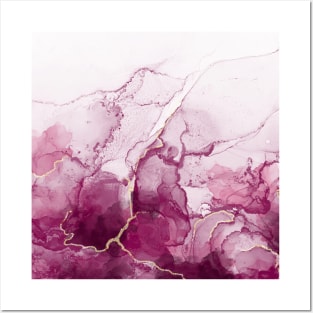 Burgundy Alcohol Ink Pattern Posters and Art